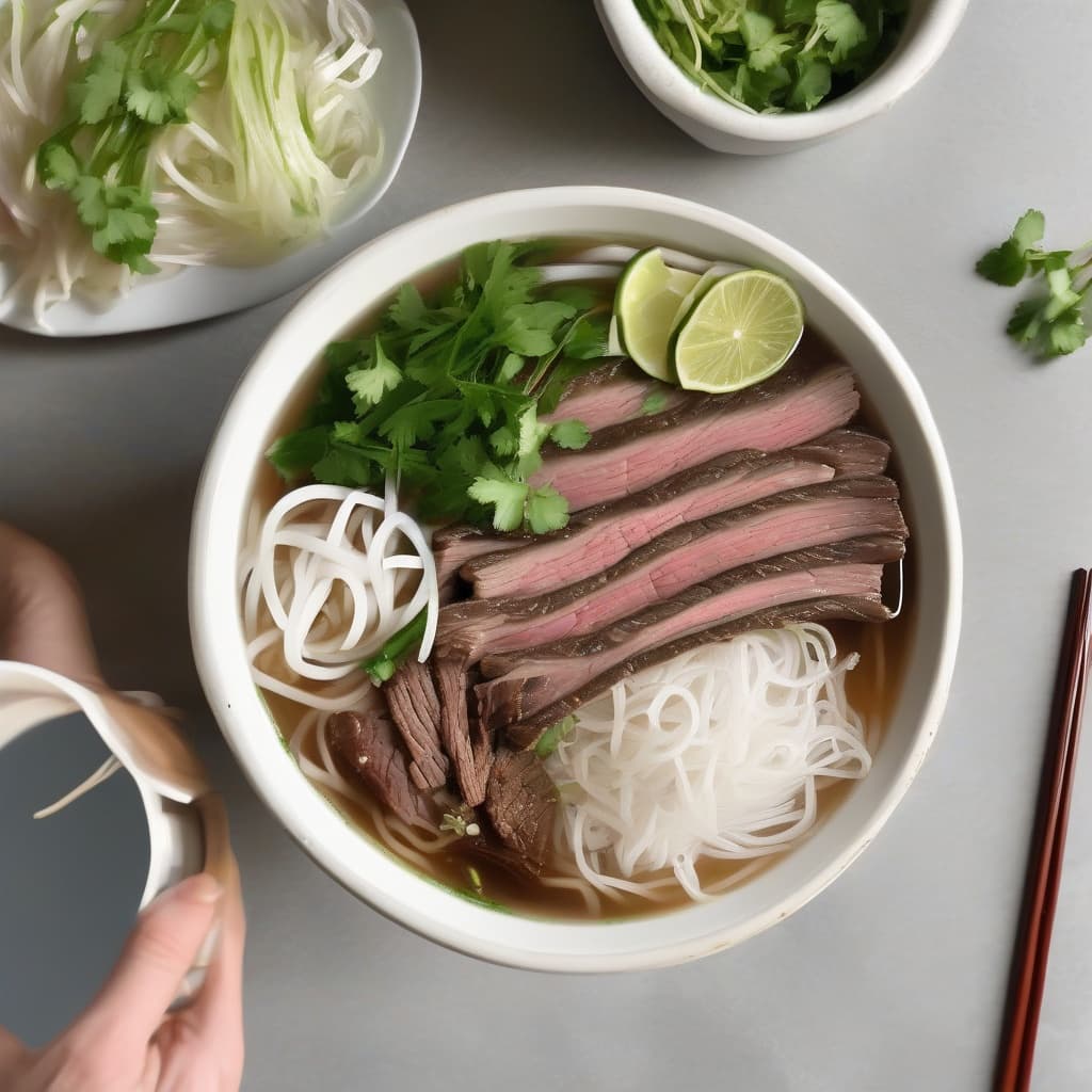 Rare Steak and Well-Done Beef Noodle Soup