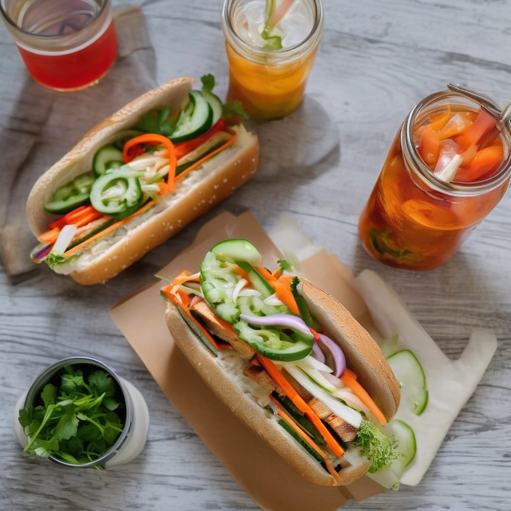 Veggie Vietnamese Sub (Chay Banh Mi) & Pop