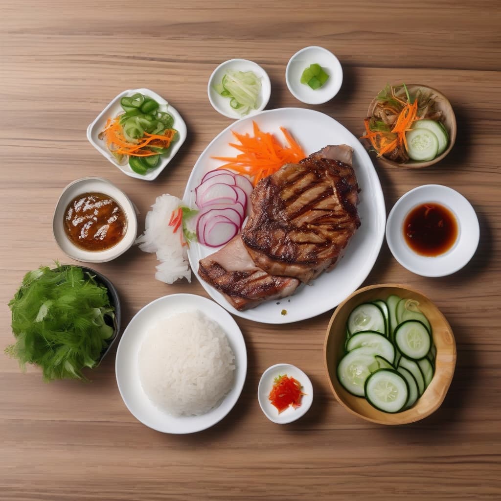Grilled Marinated Pork and Pork Chop on Rice