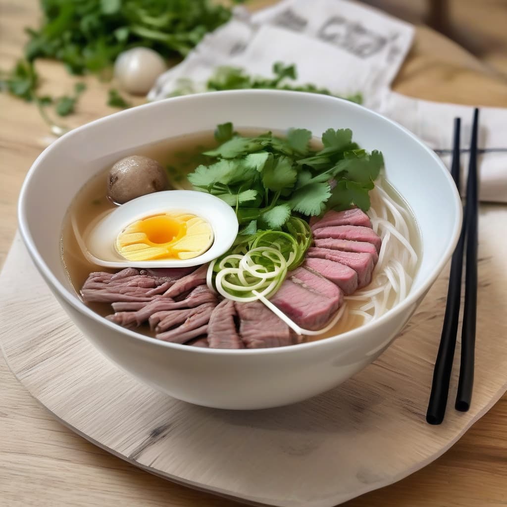 Rare Steak and Beef Balls Noodle Soup