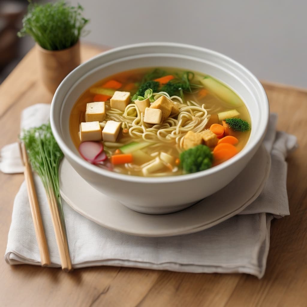 Mixed Vegetables with Noodles in Soup