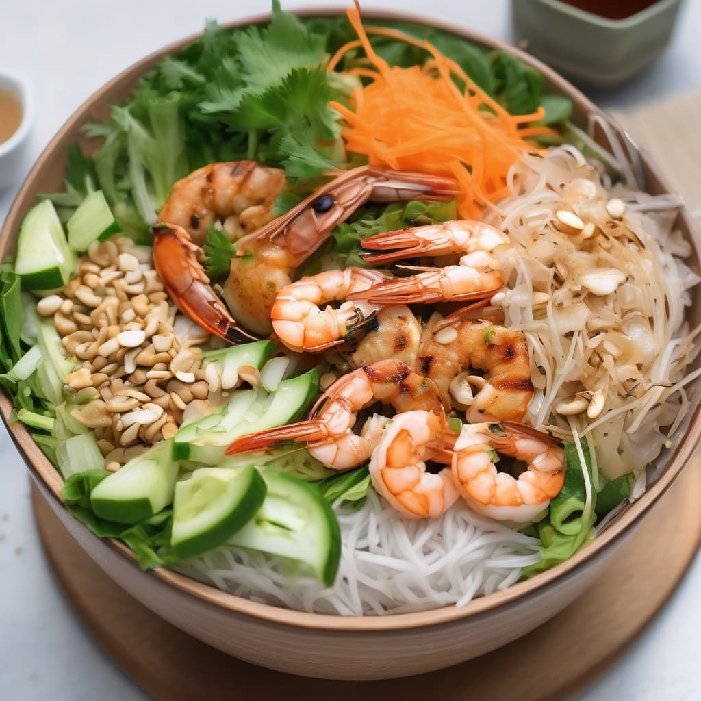 Grilled Prawns and Chicken Vermicelli