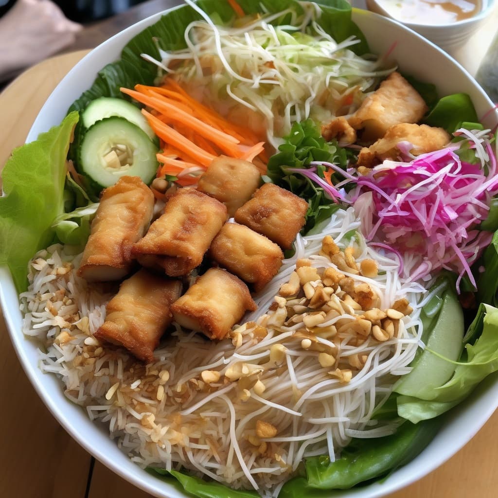 Deep-Fried Spring Rolls and Tofu with Vermicelli