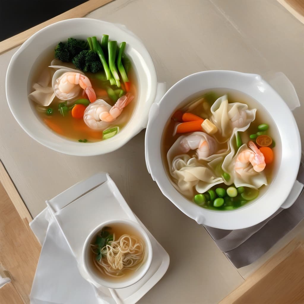 Wonton and Vegetables Soup