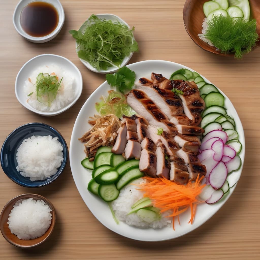 Grilled Marinated Pork and Chicken on Rice