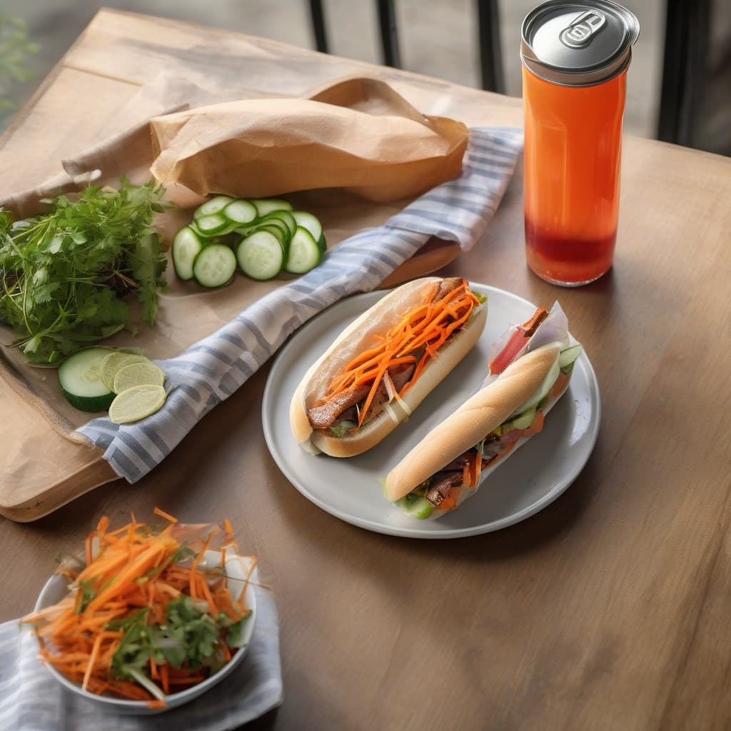 Marinated Pork Vietnamese Sub (Banh Mi Nem) & Pop