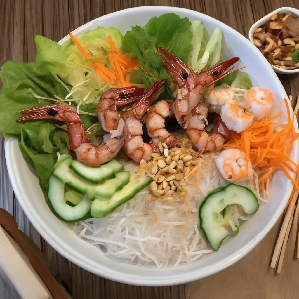 Grilled Prawns and Beef Vermicelli